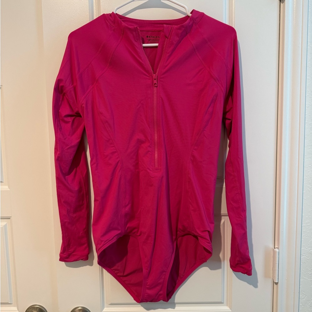 Athleta Fuchsia Long Sleeve One-Piece Swimsuit